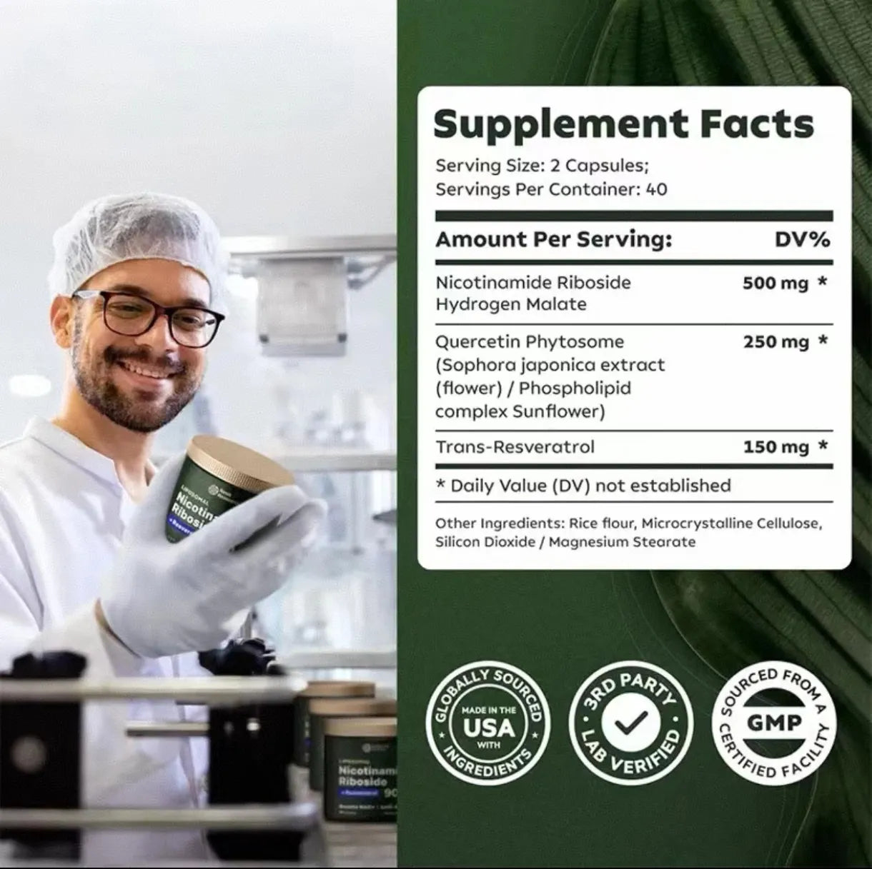 NAD+ Anti-Aging Supplement – 900mg with Resveratrol (80 Capsules)